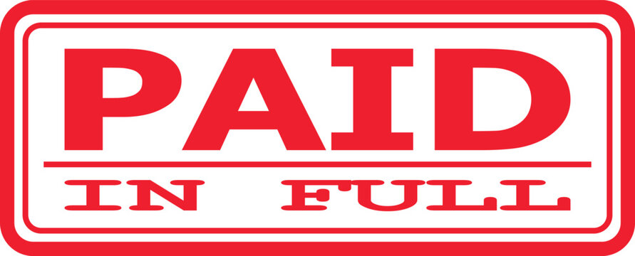 Red Stamp Reading 'PAID IN FULL' Symbolizing Financial Completion and Transactionality