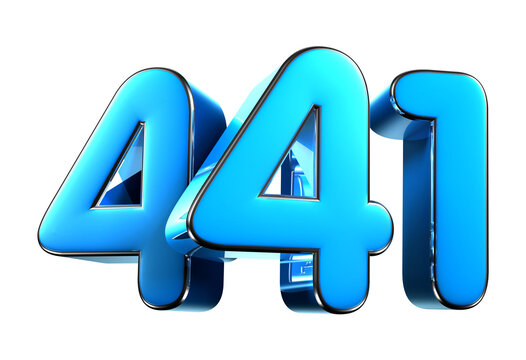 Blue number 441 3d illustration. Advertising signs. Product design. Product sales