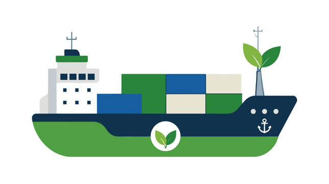 Cargo Ship Illustration With Containers Highlighting Transport Vessel.