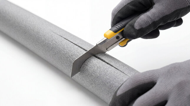Cutting foam pipe insulation sleeve