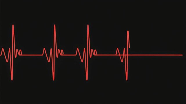 red heartbeat line on a black background animation medical concept death monitor