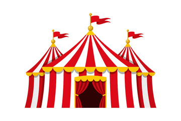 Obraz premium Red and White Striped Circus Big Top Tent Vector Illustration