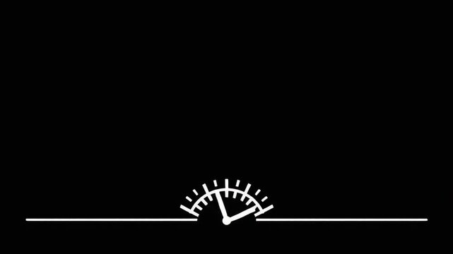 Minimalist speedometer animation on a black background showing speed and movement concept