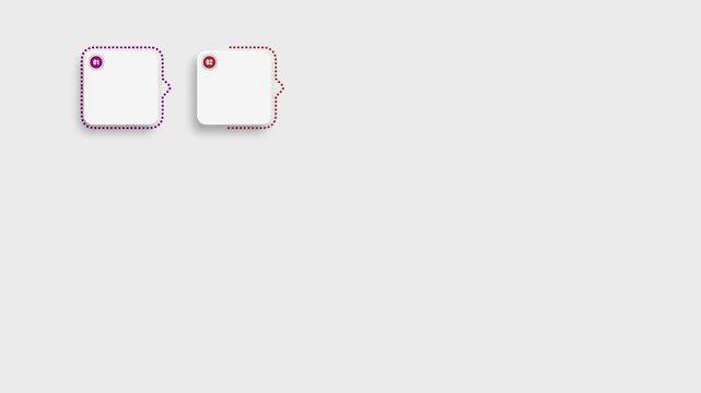 animated video of business infographics rectangle shape with multi color label on white background, 15 steps  for workflow, presentation, 4k animation