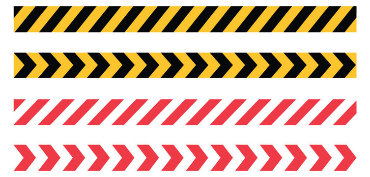 Caution warning stripe set featuring seamless barricade tape patterns for safety signage and hazard area marking.