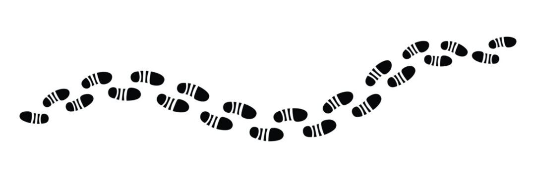Minimalist Footprints Icons Set, Human Walking Path, Step Symbols, Guidance And Movement Vector Illustration On Transparent Background.
