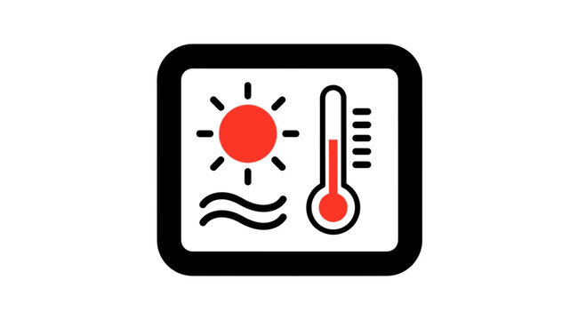 Weather icon sun waves and thermometer representing temperature and climate