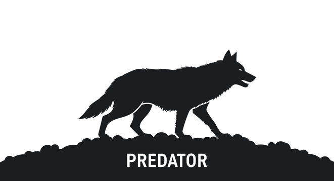 Black silhouette of a wolf predator.