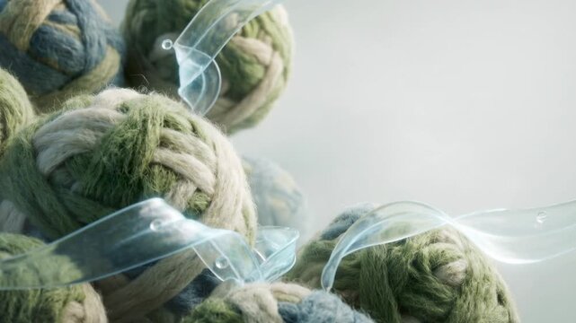 Abstract Yarn Balls With Flowing Water Elements