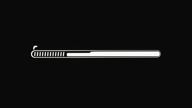 Loading animation on a black screen with progress bar digital interface design