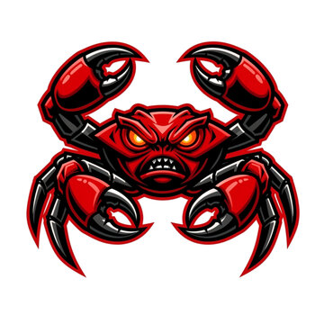 Fierce Red Crab Mascot Logo Design - Aggressive Crustacean Character