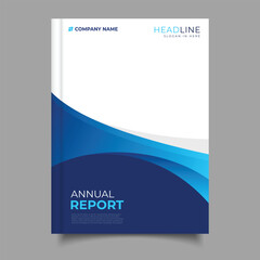 Fototapeta premium Modern business blue annual report template curve design.a4 brochure corporate flyer design decoration