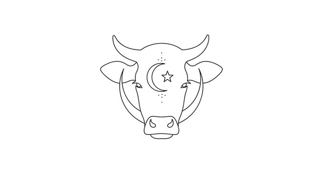 Celestial Animal Heads with Star and Moon Symmetrical Dotted Border