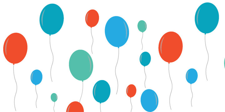 Balloon icons. Balloon with string in line cartoon style. Different shapes of ballons for birthday, party and wedding. vektor