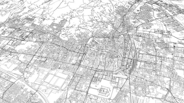 3D looped animation of city - Brescia Italy