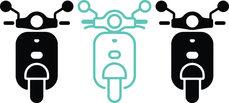 Illustration of three different scooter designs with highlighted central scooter