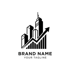 Fototapeta premium Business Growth Graph With Modern Skyscrapers and Upward Arrow