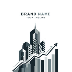 Fototapeta premium Modern City Skyline with Growing Graph