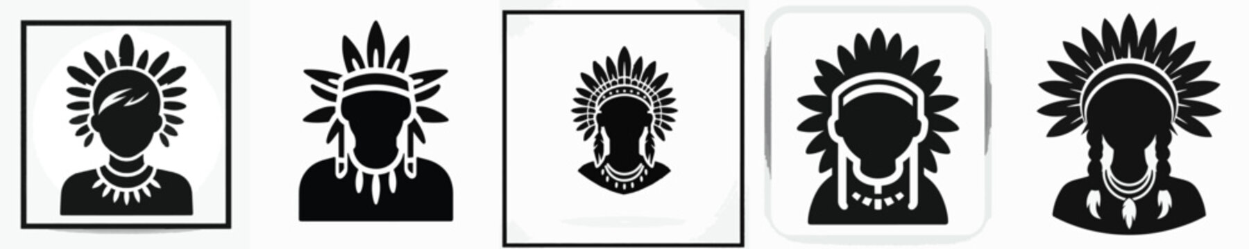 Vector silhouette of native american