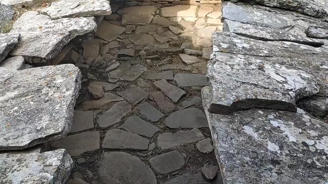 The Dragon houses of Styra, Greece, three ruined buildings found in the south of Evia island, built with massive stone blocks without mortar and large slab roofs (Greek: Drakospita, &Delta;&rho;&alpha;&kappa;ό&sigma;&pi;&iota;&tau;&alpha;, &Sigma;&tau;ύ&rho;&alpha;,