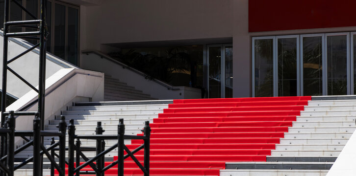 Empty Red Carpet Stairs in Cannes France
