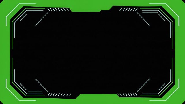 futuristic hud interface animation on black screen with green elements digital display