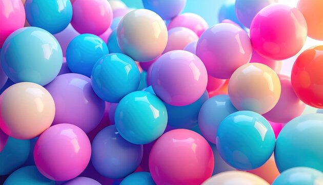 Pastel spheres, closely packed, varying colors, soft lighting, slight gradients, abstract