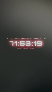 Cyber attack interface with countdown timer warning before file deletion