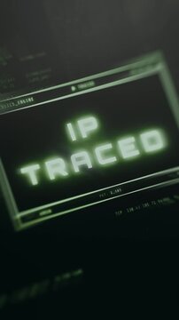Hacker-style warning screen displaying IP Traced alert message