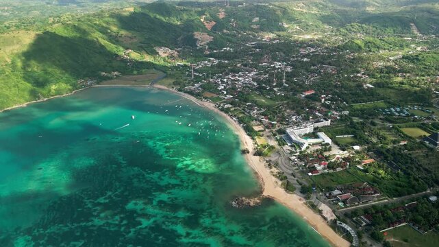 Aerial Drone Shot Kuta Mandalika Beach Lombok Indonesia Coastline