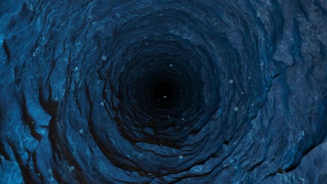 Descending into an underwater trench. Realistic CGI.