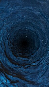 Descending into the depths. Realistic CGI animation.