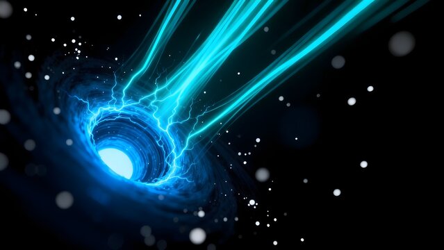 Abstract blue energy vortex in space