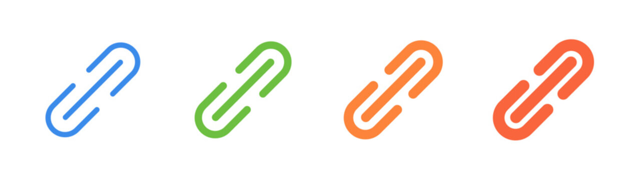 Link icon set. Internet URL or webpage url link icon with different line width and color