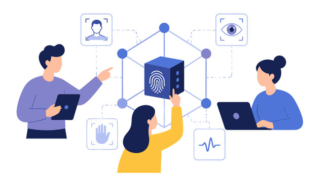Collaborative Blockchain Network Concept With Data Exchange.