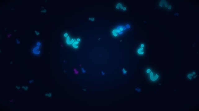 4K Tech FAQ Background - Floating Digital Question Marks Seamless Loop