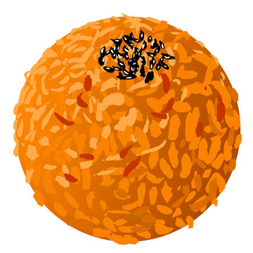 Kimchi Jumeokbap Korean Rice Ball Vector Illustration