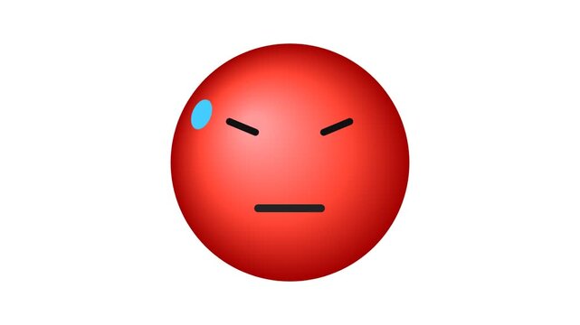 A red emoji face showing a stressed expression with a sweat drop on white background