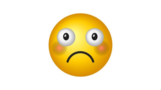A yellow emoji face with wide eyes and a sad mouth showing a shy or embarrassed look