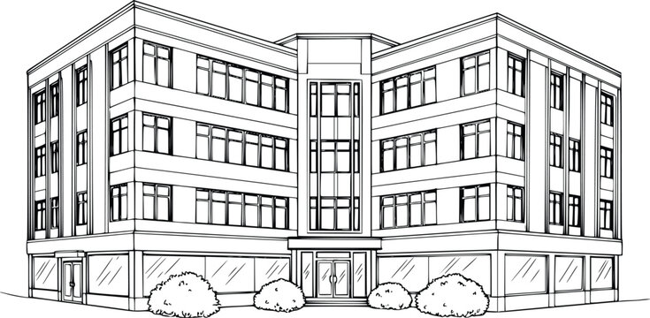 Modern Office Building Vector Illustration