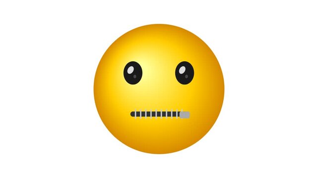 A yellow emoji face with a zipped mouth representing silence and keeping a secret now