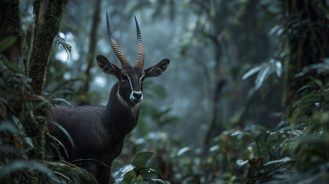 The saola is a rare Asian forest animal with long, straight horns.