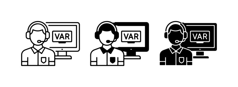 VAR Referee Icons, Video Assistant Referee Technology, Sports Officials