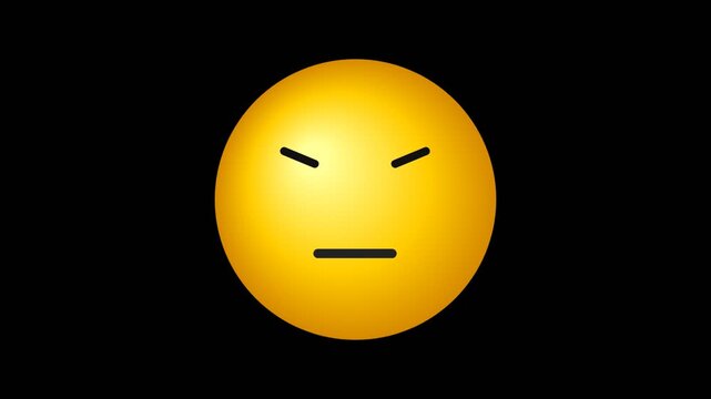 A yellow emoji face showing a neutral expression isolated on a plain black background