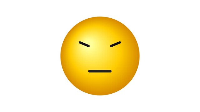 A yellow emoji face with a flat mouth and narrow eyes expressing a neutral emotion