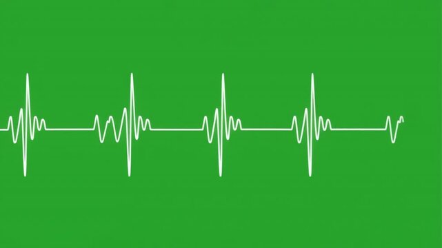 animated heartbeat line on green screen background, medical concept, health, pulse, life