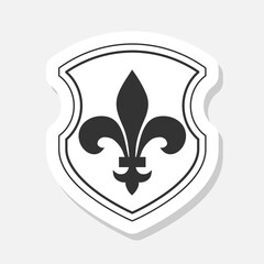 Fleur de lis Shield logo sticker isolated on gray background © sljubisa