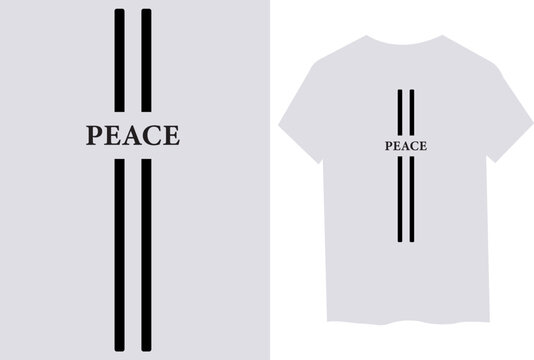 Peace typography t-shirt design with vertical parallel minimalist lines