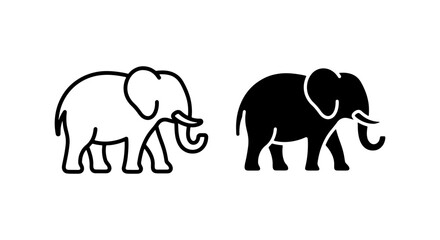 Fototapeta premium Elephant Icons, Simple Vector Art, Animal Graphics, Mammal Silhouettes