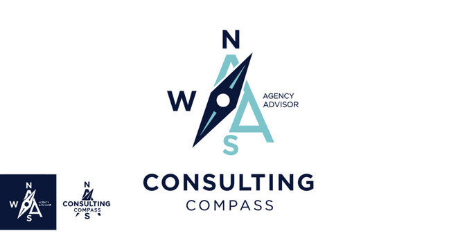 Modern Consulting Compass Agency Advisor logo with business direction